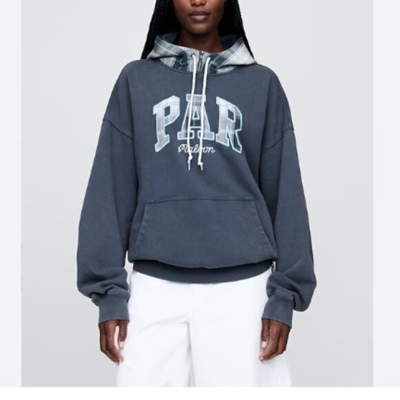 Gap × Malbon Adult Heavyweight French Terry Logo Hoodie Cool Lake Blue L - Picture 1 of 7